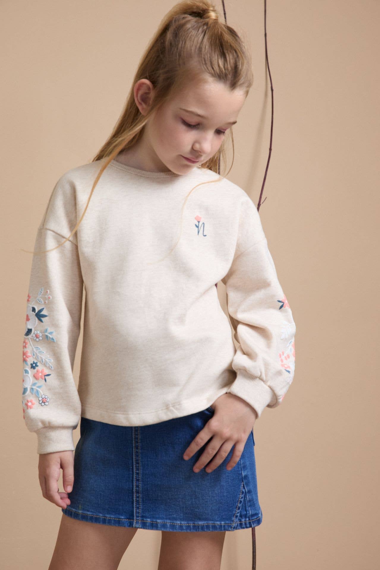 Sweater Beige Flowers - Nieuw!