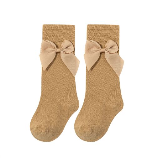 Kniekousen met strik camel