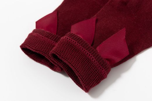 Kniekousen met strik maroon