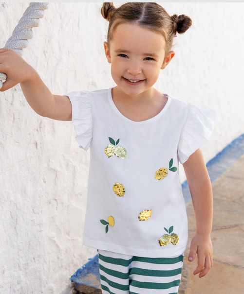 T-shirt Glitter Lemon White