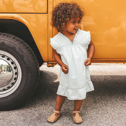 Jeansjurk Ruffle Sunlit Blue