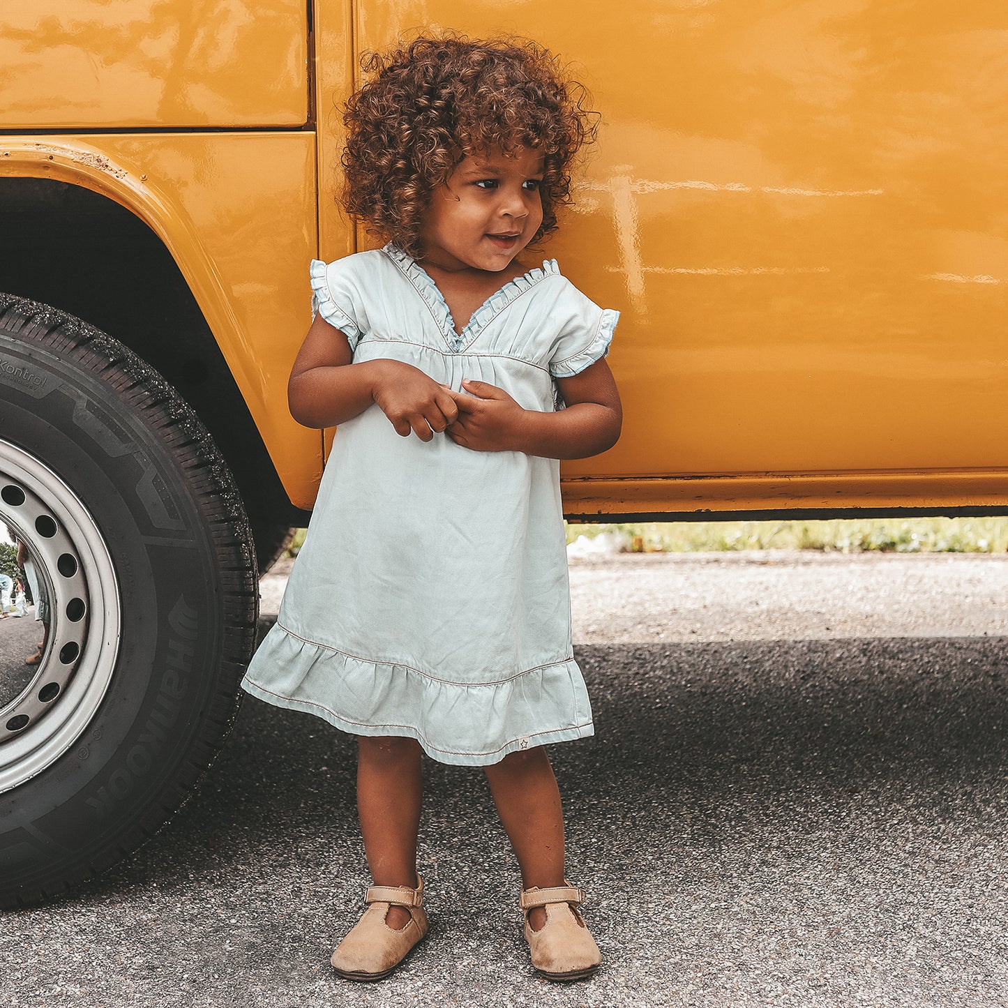 Jeansjurk Ruffle Sunlit Blue