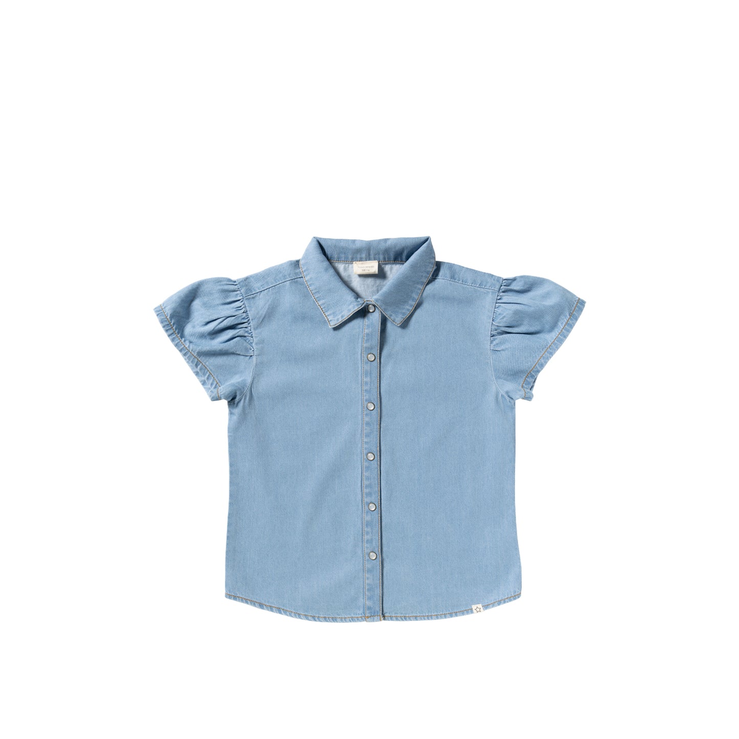 Jeansblouse Ruffle Faint Blue