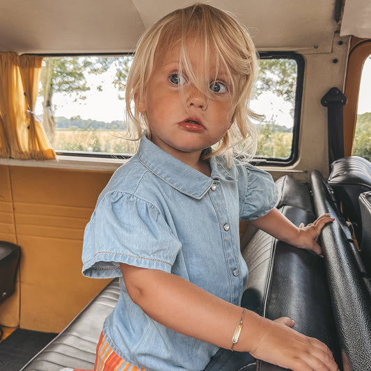 Jeansblouse Ruffle Faint Blue