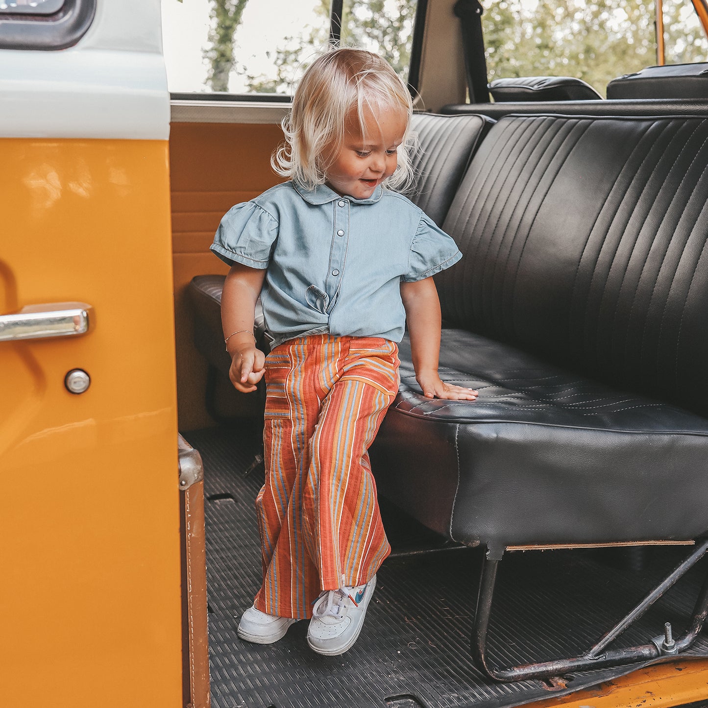 Jeansblouse Ruffle Faint Blue